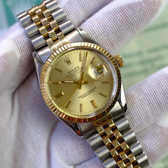 Rolex Mens Datejust Champagne Dial W/Papers - Picture 8 of 11